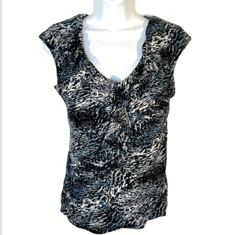 Classiques Entier | Blue and Black Animal Print Cap Sleeve Tank